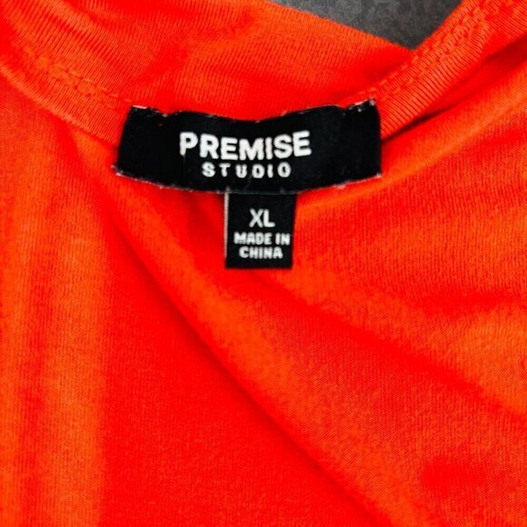 Premise Open Waterfall Cardigan Sz XL Orange Ruched Sleeve Lightweight high/low - Picture 5 of 10